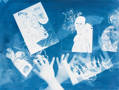 Ofri Cnaani, Blue Print (OC real and fake hands) #2, 2015