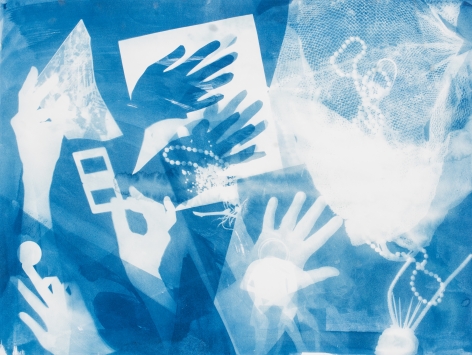 Ofri Cnaani, Blue Print (OC real and fake hands) #3, 2015